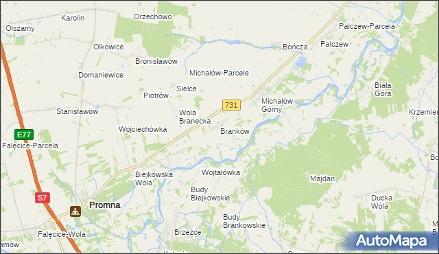 mapa Branków, Branków na mapie Targeo
