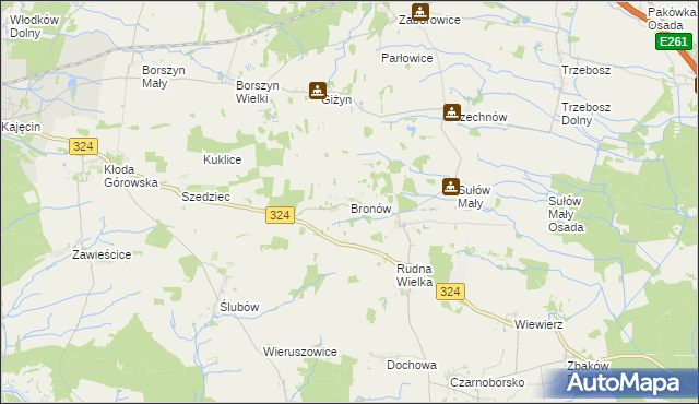 mapa Bronów gmina Góra, Bronów gmina Góra na mapie Targeo