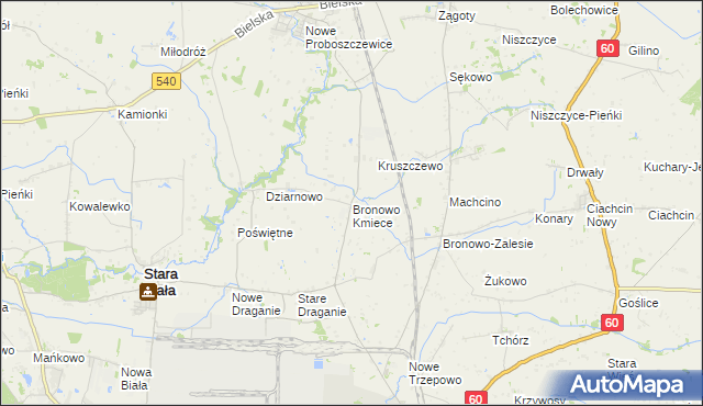 mapa Bronowo Kmiece, Bronowo Kmiece na mapie Targeo