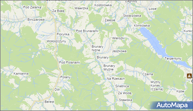 mapa Brunary, Brunary na mapie Targeo