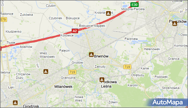 mapa Brwinów, Brwinów na mapie Targeo