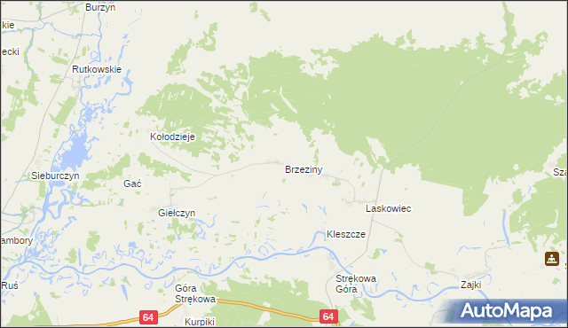 mapa Brzeziny gmina Trzcianne, Brzeziny gmina Trzcianne na mapie Targeo