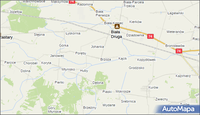 mapa Brzoza gmina Biała, Brzoza gmina Biała na mapie Targeo