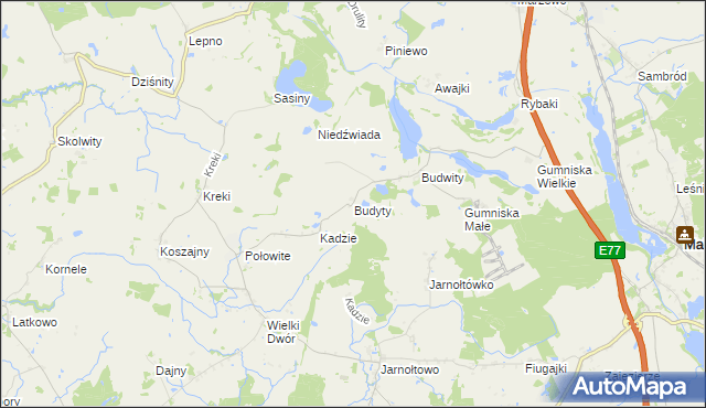 mapa Budyty, Budyty na mapie Targeo