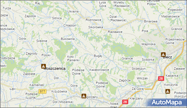 mapa Bugaj gmina Biecz, Bugaj gmina Biecz na mapie Targeo