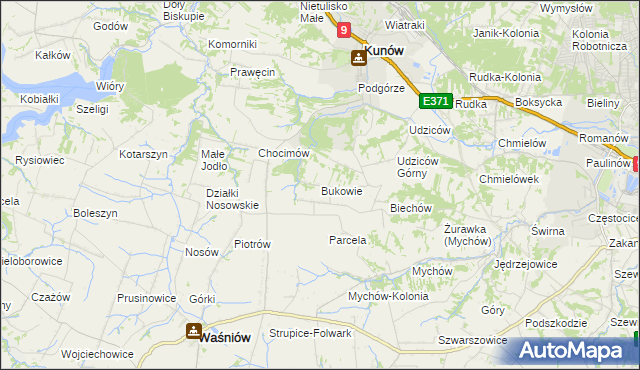 mapa Bukowie gmina Kunów, Bukowie gmina Kunów na mapie Targeo