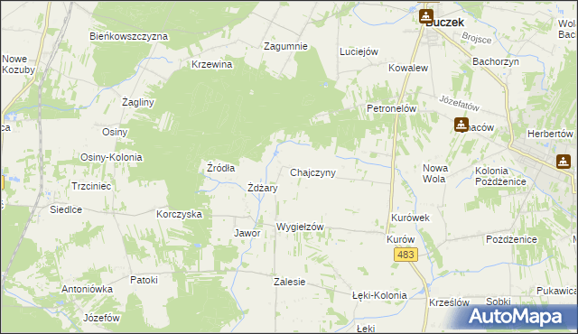mapa Chajczyny, Chajczyny na mapie Targeo