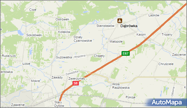 mapa Chajęty, Chajęty na mapie Targeo