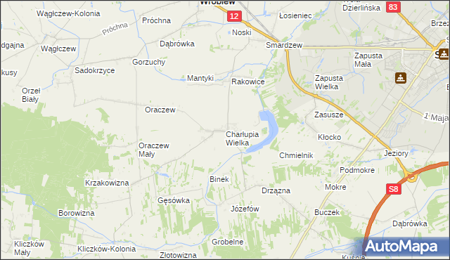 mapa Charłupia Wielka, Charłupia Wielka na mapie Targeo
