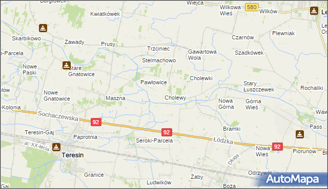 mapa Cholewy gmina Błonie, Cholewy gmina Błonie na mapie Targeo