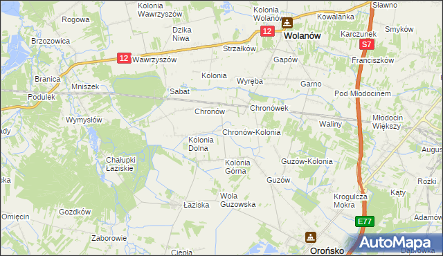 mapa Chronów-Kolonia, Chronów-Kolonia na mapie Targeo