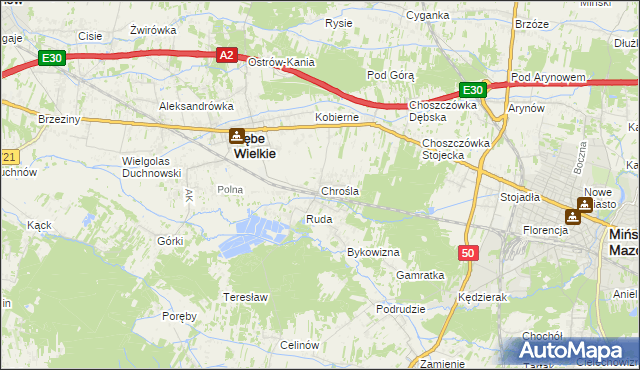mapa Chrośla, Chrośla na mapie Targeo