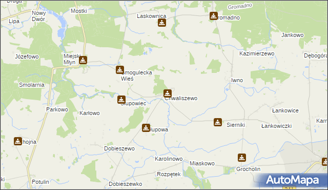 mapa Chwaliszewo gmina Kcynia, Chwaliszewo gmina Kcynia na mapie Targeo