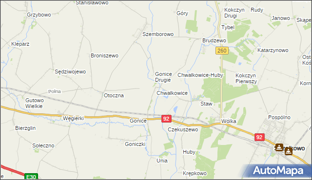 mapa Chwałkowice gmina Strzałkowo, Chwałkowice gmina Strzałkowo na mapie Targeo
