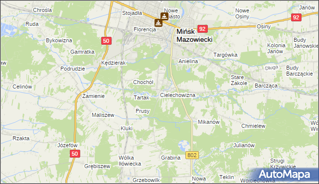 mapa Cielechowizna, Cielechowizna na mapie Targeo