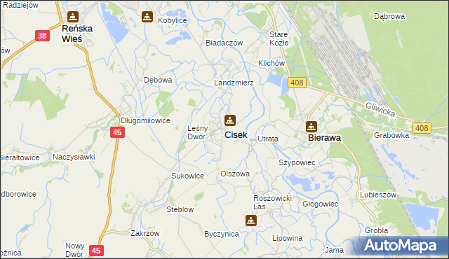 mapa Cisek, Cisek na mapie Targeo
