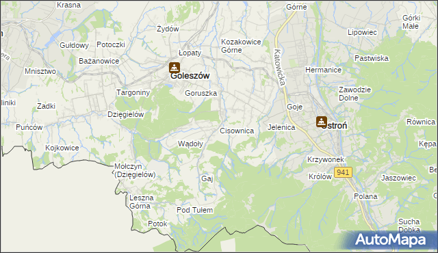 mapa Cisownica, Cisownica na mapie Targeo