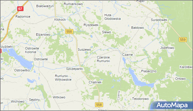 mapa Czerskie Rumunki, Czerskie Rumunki na mapie Targeo