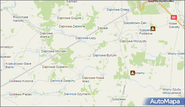 mapa Dąbrowa-Bybytki, Dąbrowa-Bybytki na mapie Targeo