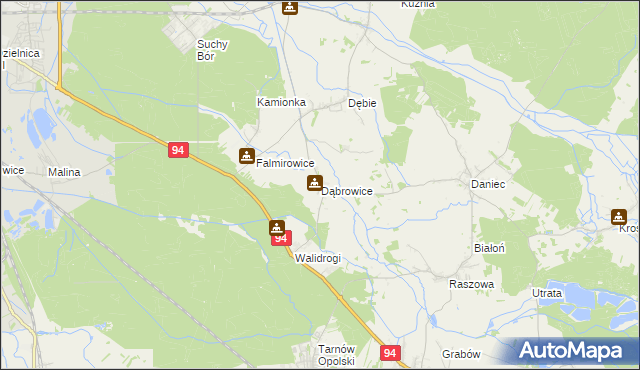mapa Dąbrowice gmina Chrząstowice, Dąbrowice gmina Chrząstowice na mapie Targeo