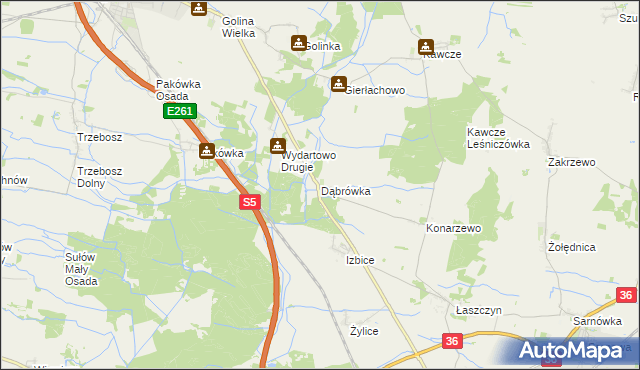 mapa Dąbrówka gmina Rawicz, Dąbrówka gmina Rawicz na mapie Targeo