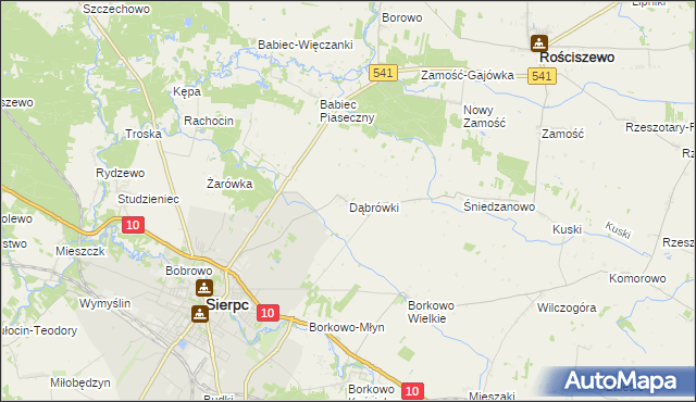 mapa Dąbrówki gmina Sierpc, Dąbrówki gmina Sierpc na mapie Targeo