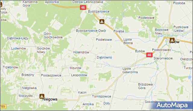 mapa Dąbrowno gmina Niegowa, Dąbrowno gmina Niegowa na mapie Targeo