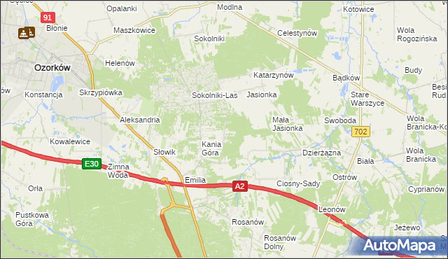 mapa Dębniak gmina Zgierz, Dębniak gmina Zgierz na mapie Targeo