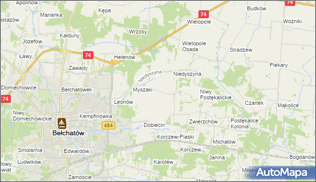 mapa Dobiecin-Kolonia, Dobiecin-Kolonia na mapie Targeo