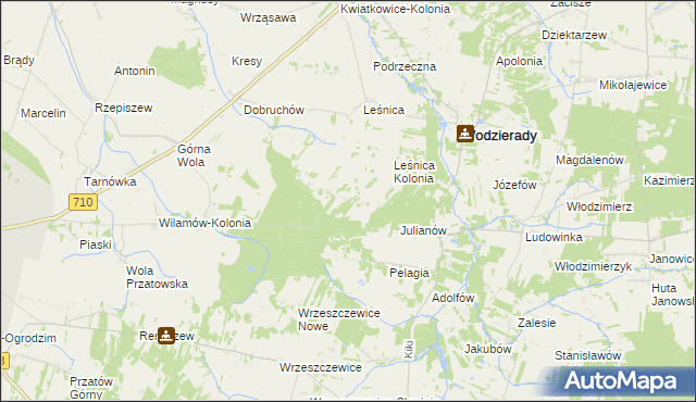mapa Dobków gmina Wodzierady, Dobków gmina Wodzierady na mapie Targeo
