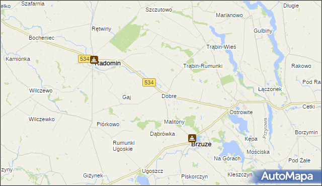 mapa Dobre gmina Brzuze, Dobre gmina Brzuze na mapie Targeo