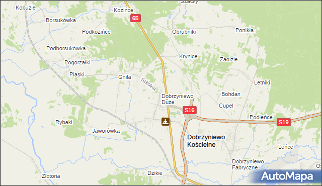mapa Dobrzyniewo Duże, Dobrzyniewo Duże na mapie Targeo