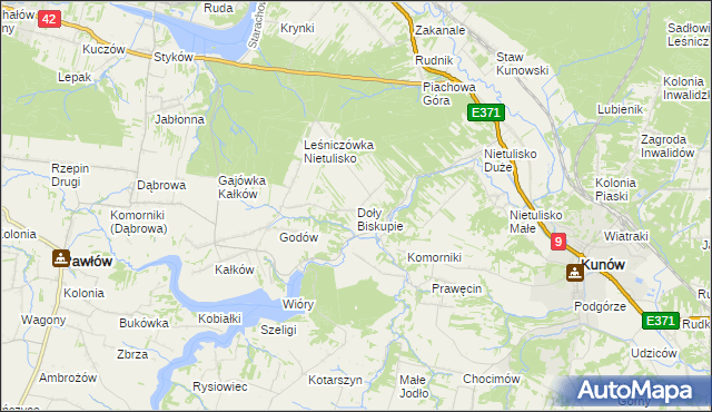 mapa Doły Biskupie, Doły Biskupie na mapie Targeo