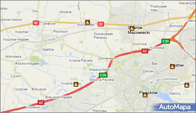 mapa Domaniew gmina Brwinów, Domaniew gmina Brwinów na mapie Targeo