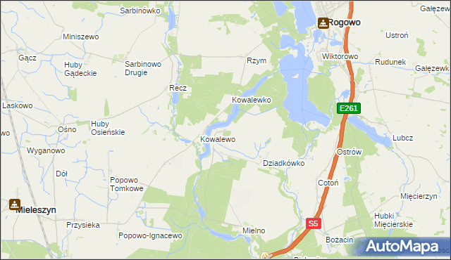 mapa Dziadkowo gmina Mieleszyn, Dziadkowo gmina Mieleszyn na mapie Targeo