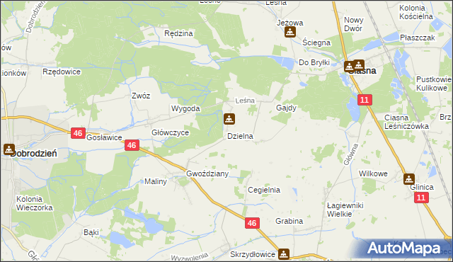 mapa Dzielna gmina Ciasna, Dzielna gmina Ciasna na mapie Targeo