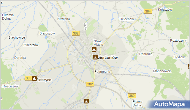 mapa Dzierżoniów, Dzierżoniów na mapie Targeo