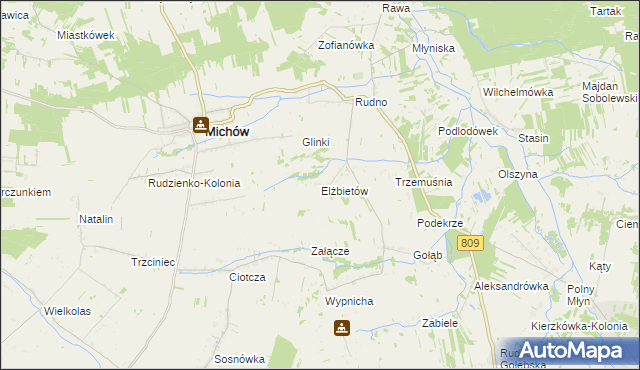 mapa Elżbietów gmina Michów, Elżbietów gmina Michów na mapie Targeo