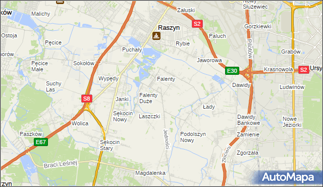 mapa Falenty Nowe, Falenty Nowe na mapie Targeo