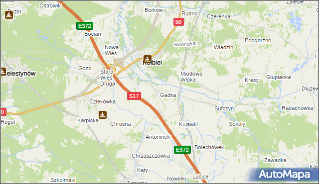 mapa Gadka gmina Kołbiel, Gadka gmina Kołbiel na mapie Targeo