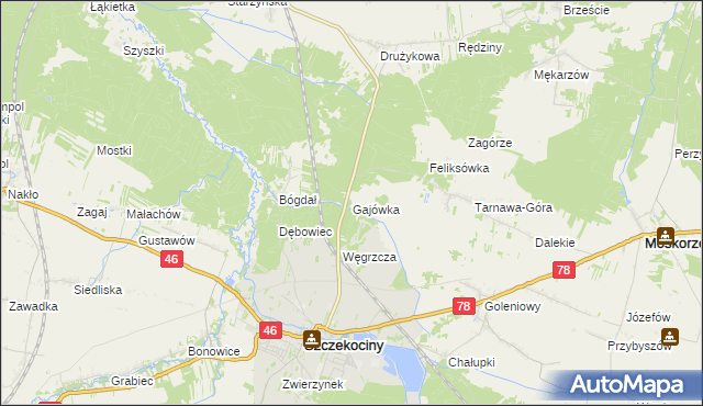 mapa Gajówka gmina Szczekociny, Gajówka gmina Szczekociny na mapie Targeo