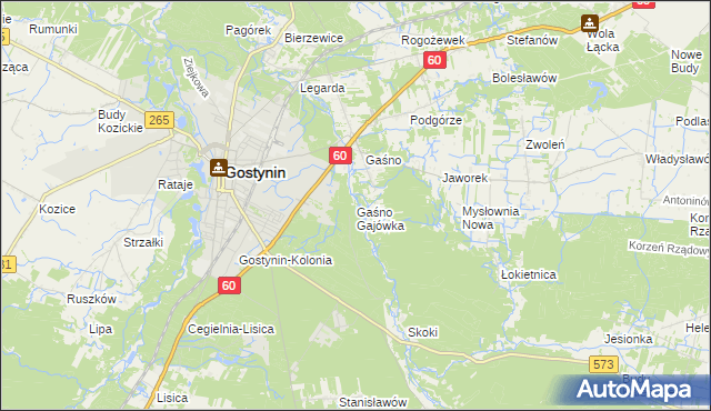 mapa Gaśno Gajówka, Gaśno Gajówka na mapie Targeo