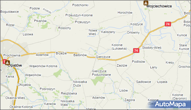 mapa Gierczyce gmina Wojciechowice, Gierczyce gmina Wojciechowice na mapie Targeo