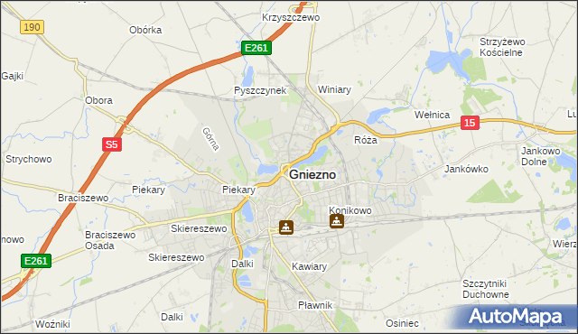mapa Gniezna, Gniezno na mapie Targeo