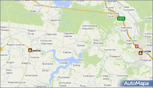 mapa Godów gmina Pawłów, Godów gmina Pawłów na mapie Targeo