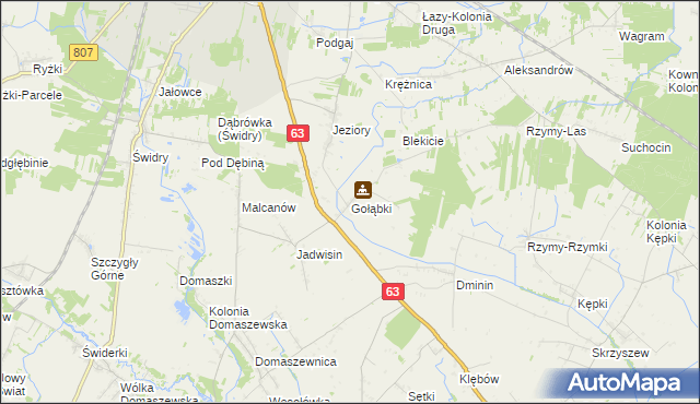 mapa Gołąbki gmina Łuków, Gołąbki gmina Łuków na mapie Targeo