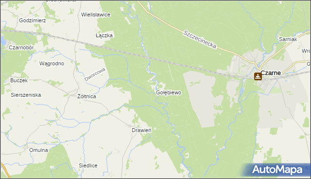 mapa Gołębiewo gmina Szczecinek, Gołębiewo gmina Szczecinek na mapie Targeo
