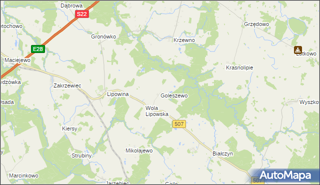 mapa Goleszewo, Goleszewo na mapie Targeo