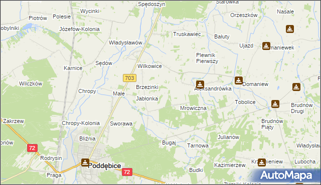 mapa Golice gmina Poddębice, Golice gmina Poddębice na mapie Targeo