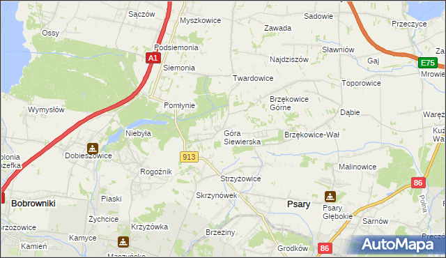 mapa Góra Siewierska, Góra Siewierska na mapie Targeo